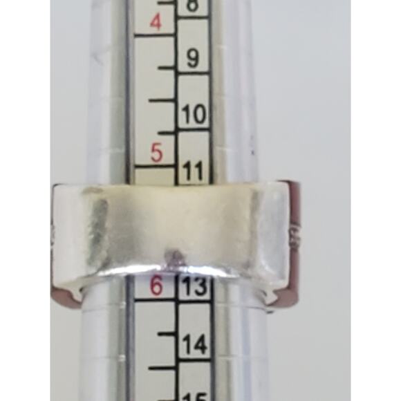 Vintage Onyx Carnelian and Marcasite Sterling Silver Wide Ring Band - Picture 8 of 9